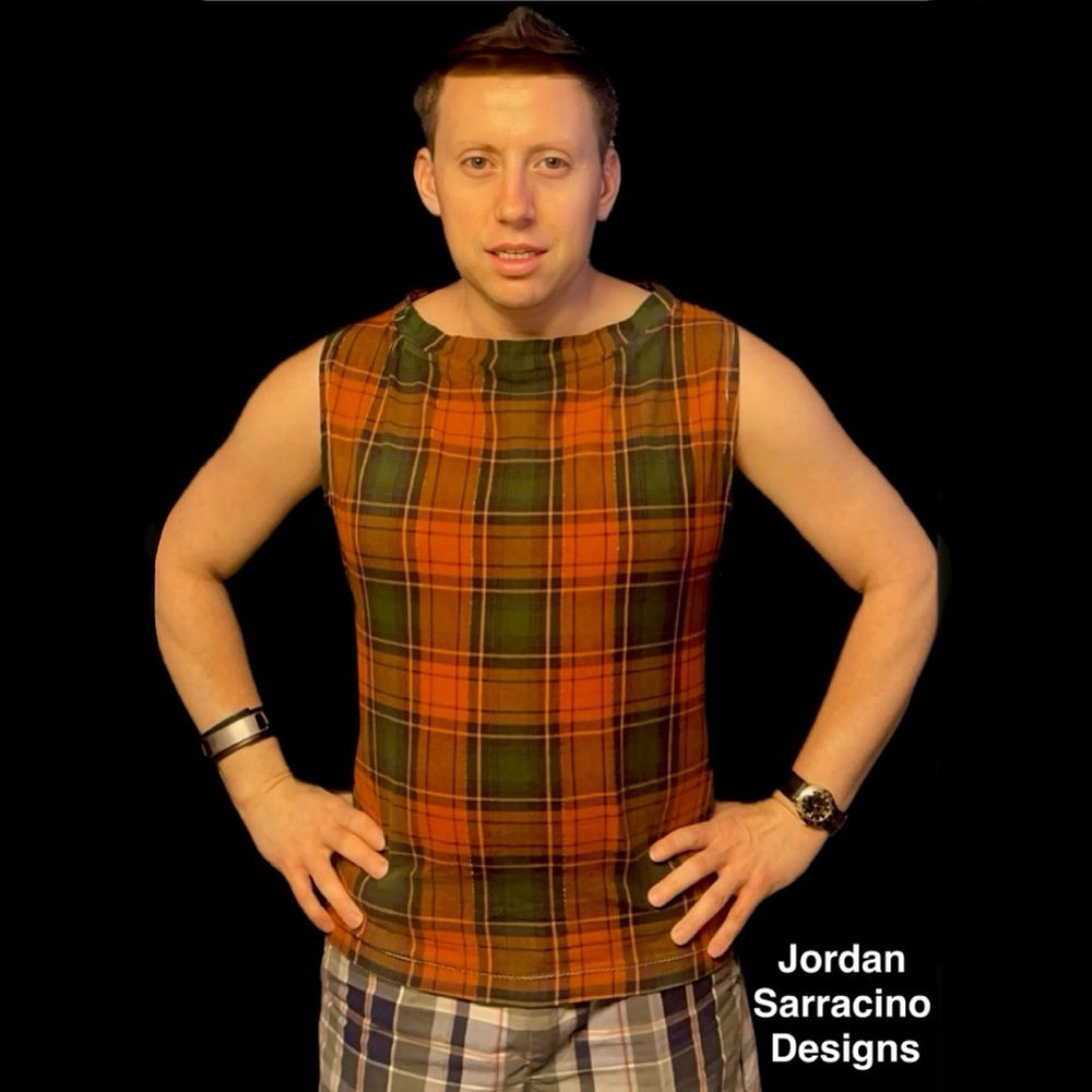 Jordan Sarracino Designs Orange Plaid Fall Vest